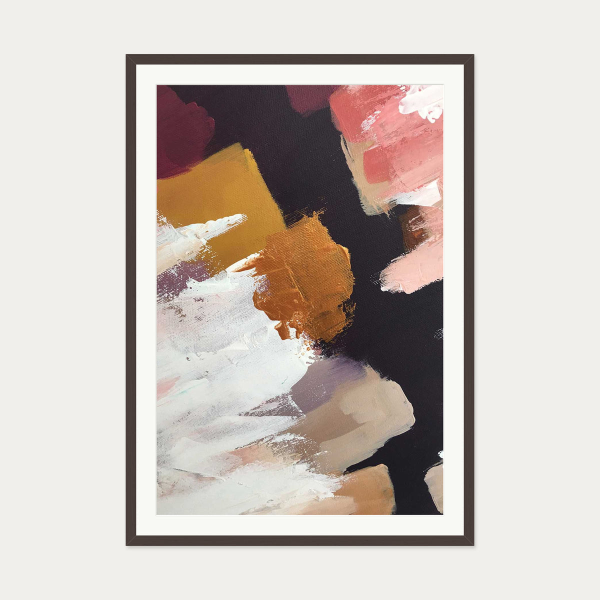 Abstract 50 Art Print — 70 x 100 cm — Brown Frame
