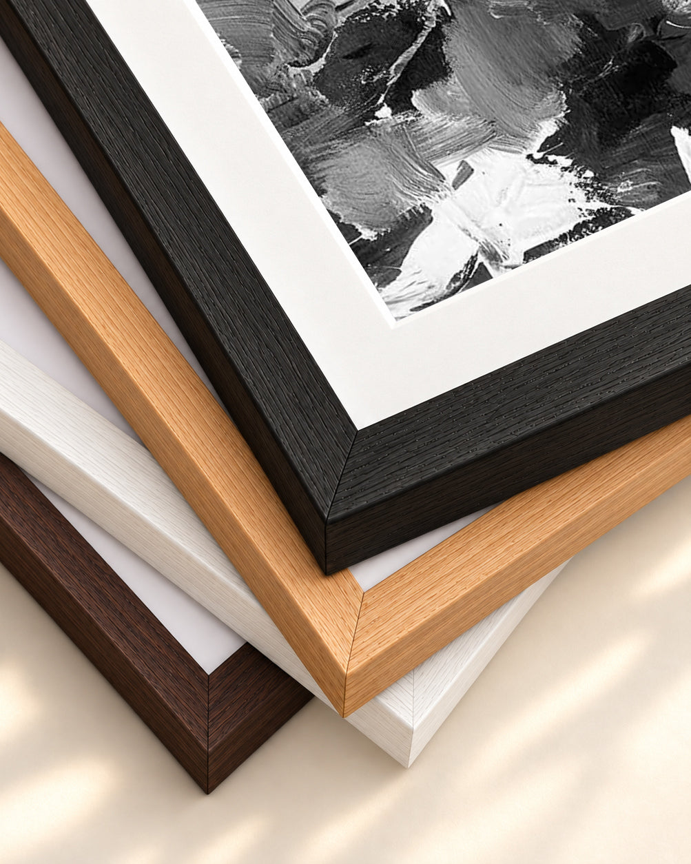 Abstract 501 Art Print — framed print corner with 5 cm mount and bevel
