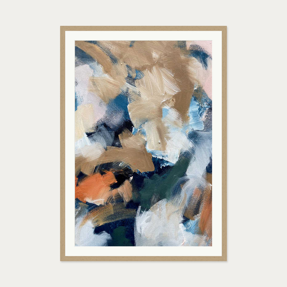 Abstract 505 Art Print — 70 x 100 cm — Oak Frame