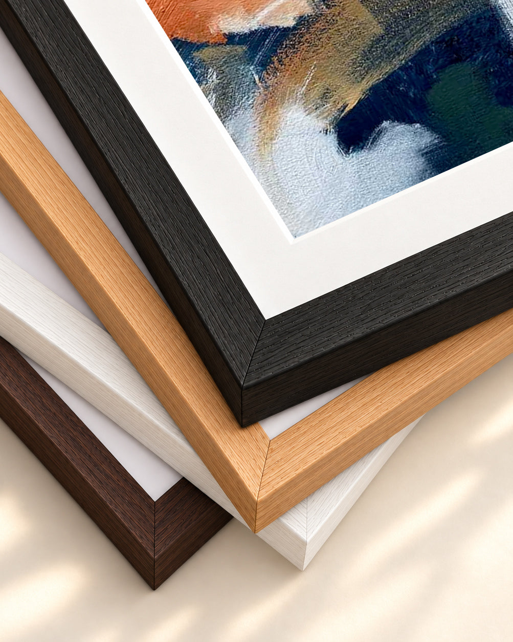 Abstract 505 Art Print — framed print corner with 5 cm mount and bevel