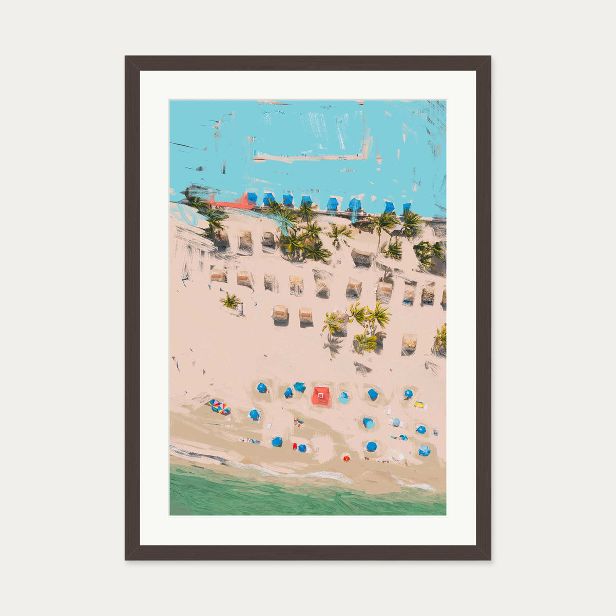 Beach Study Art Print — 50 x 70 cm — Brown Frame