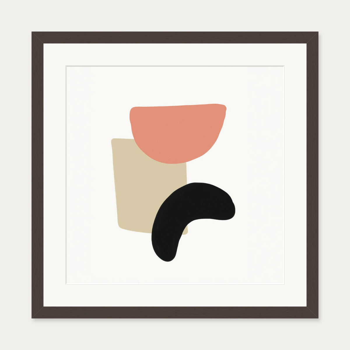 Abstract Bean Art Print — 50 x 50 cm — Brown Frame