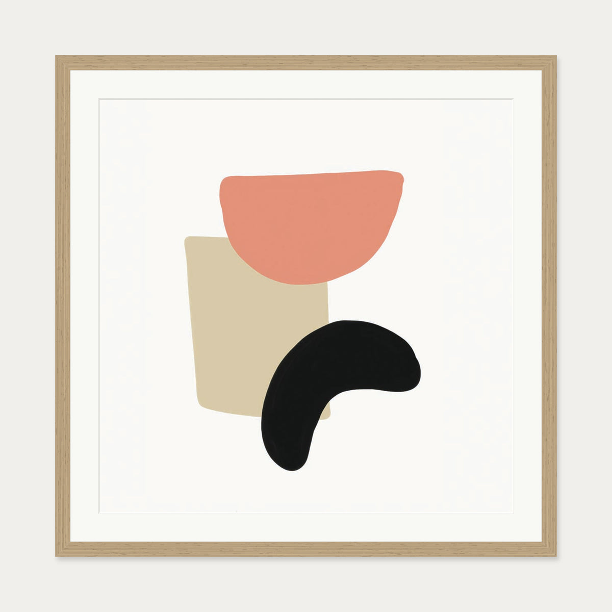 Abstract Bean Art Print — 70 x 70 cm — Oak Frame