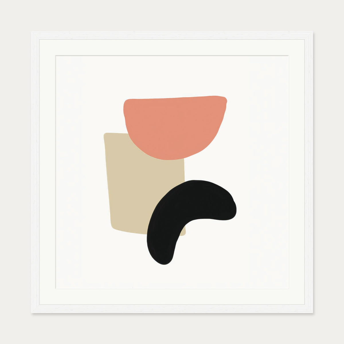 Abstract Bean Art Print — 70 x 70 cm — White Frame