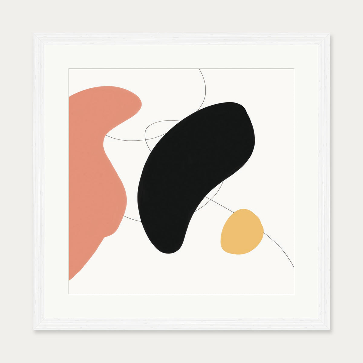 Abstract Bean Shapes Art Print — 50 x 50 cm — White Frame