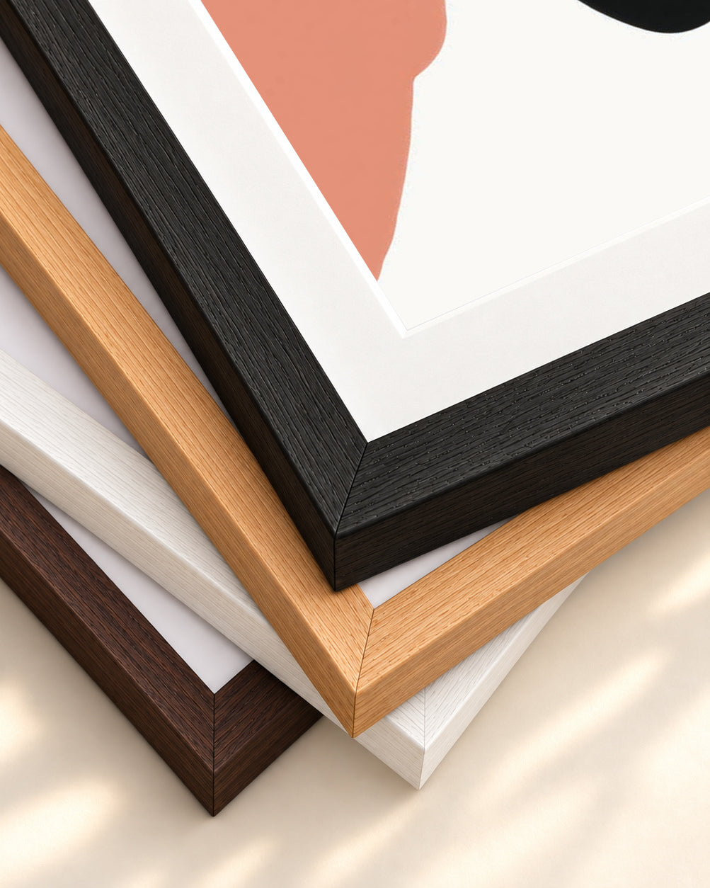 Abstract Bean Shapes Art Print — framed print corner with 5 cm mount and bevel