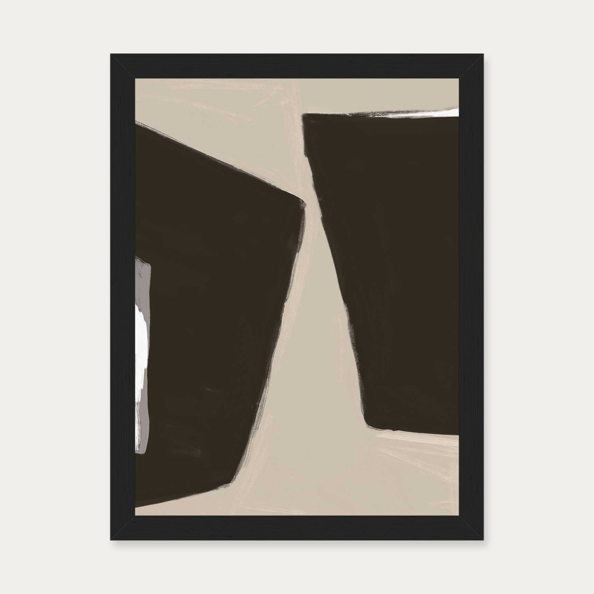 Abstract Beige 2 Art Print — 30 x 40 cm — Black Frame