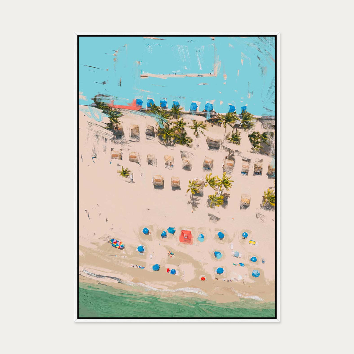 Abstract Beach Study Canvas Art — 70 x 100 cm — White Frame