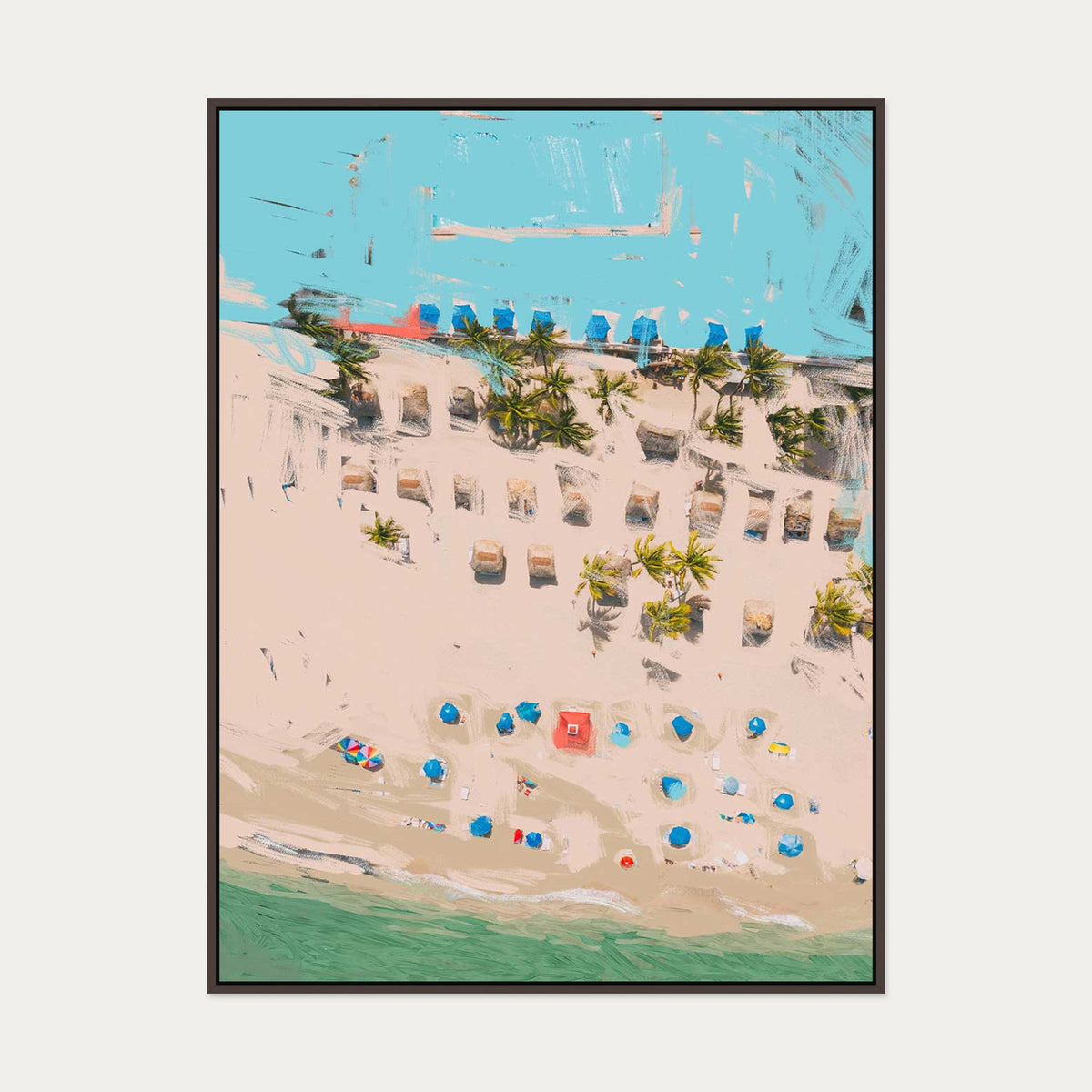 Abstract Beach Study Canvas Art — 90 x 120 cm — Brown Frame