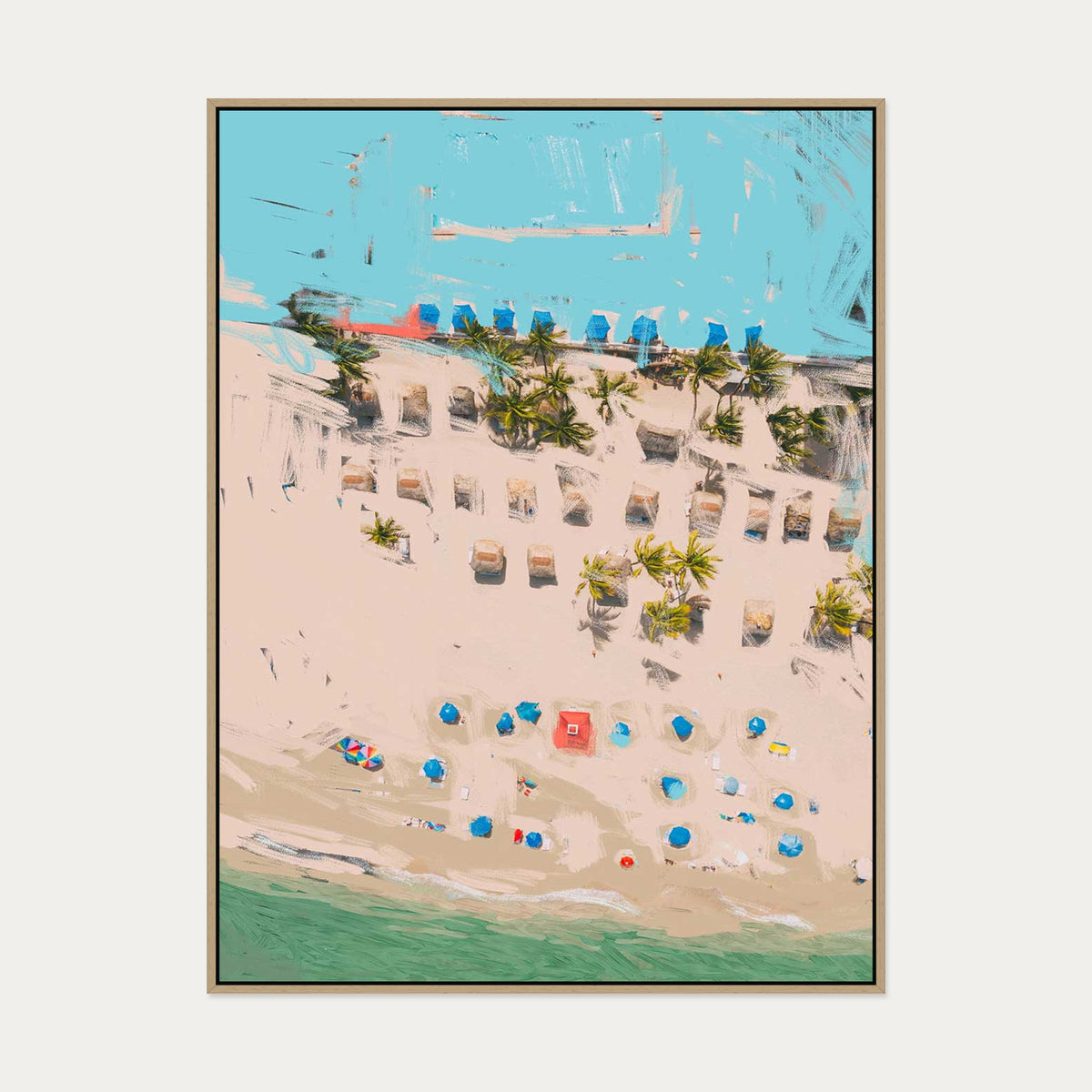 Abstract Beach Study Canvas Art — 90 x 120 cm — Oak Frame
