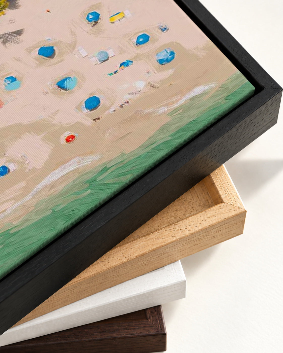 Abstract Beach Study Canvas Art — framed canvas corner and wrapped canvas detail