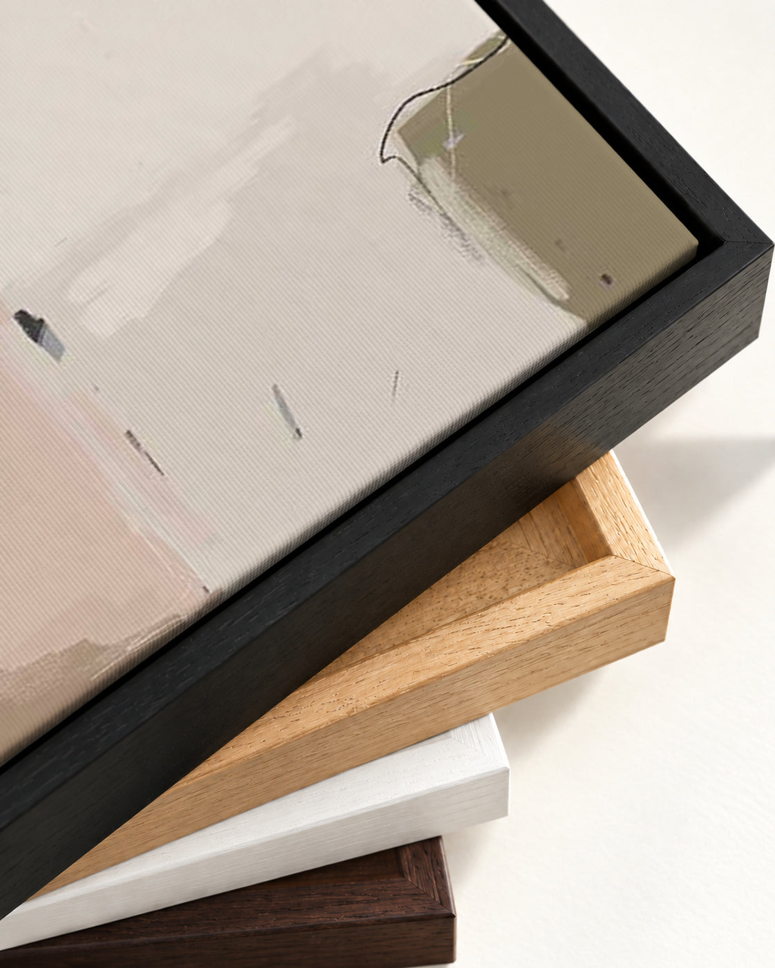 Abstract Beige Canvas Art — framed canvas corner and wrapped canvas detail
