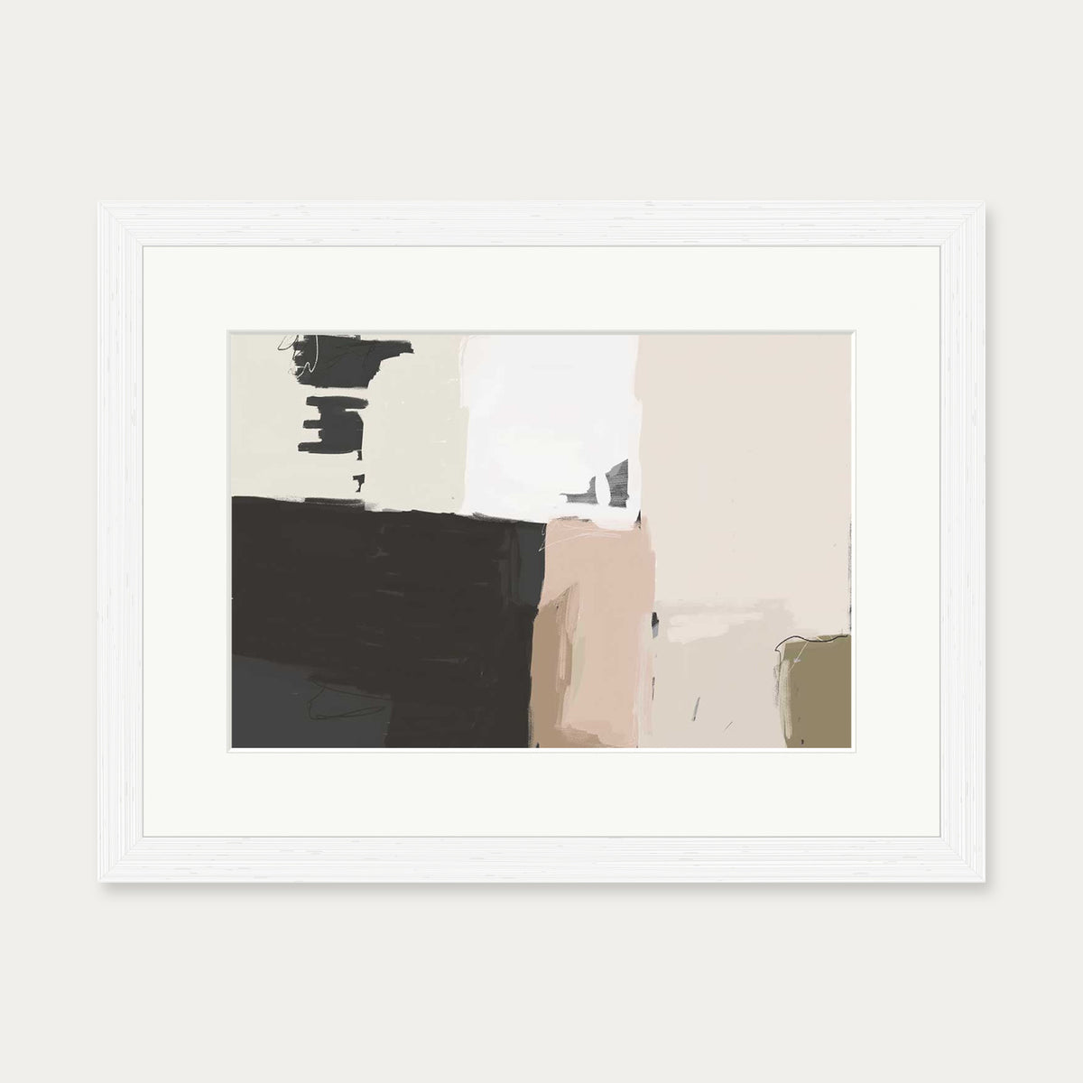 Abstract Beige Art Print — 30 x 40 cm — White Frame