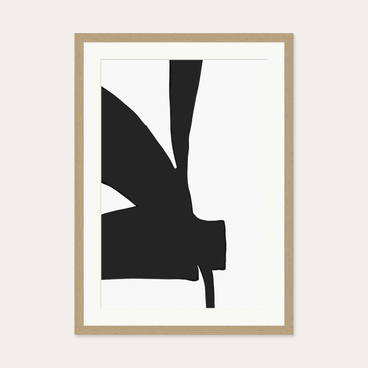 Abstract Black Lines 2 Art Print — 50 x 70 cm — Oak Frame