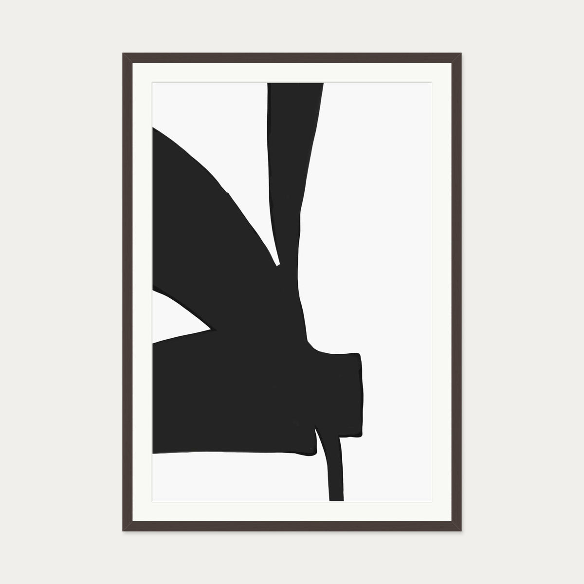 Abstract Black Lines 2 Art Print — 70 x 100 cm — Brown Frame
