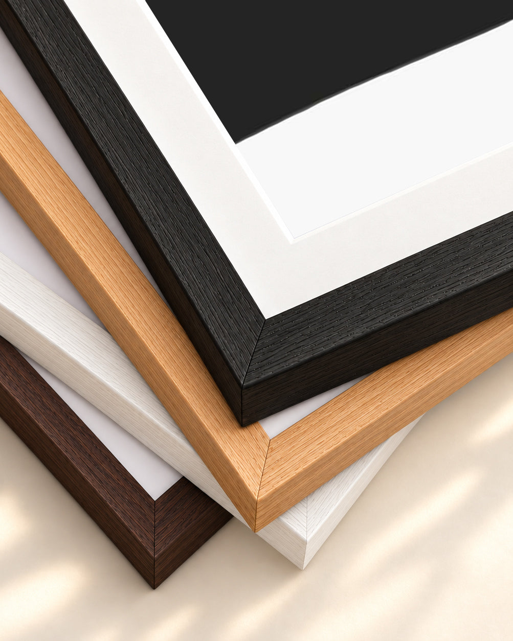 Abstract Black Lines 2 Art Print — framed print corner with 5 cm mount and bevel