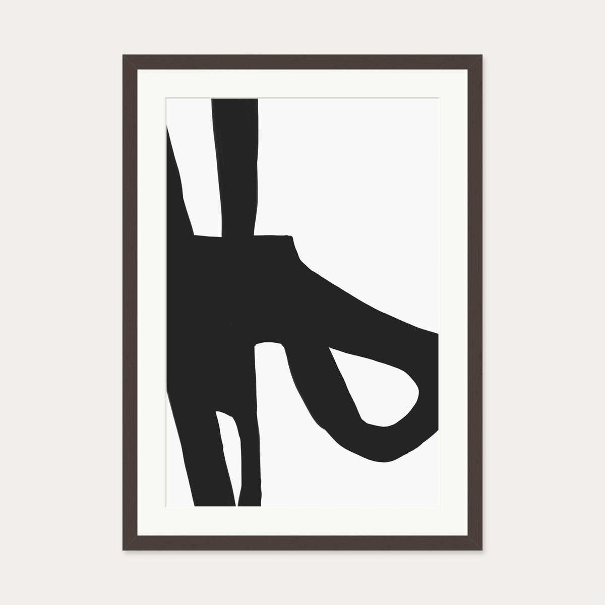 Abstract Black Lines Art Print — 50 x 70 cm — Brown Frame