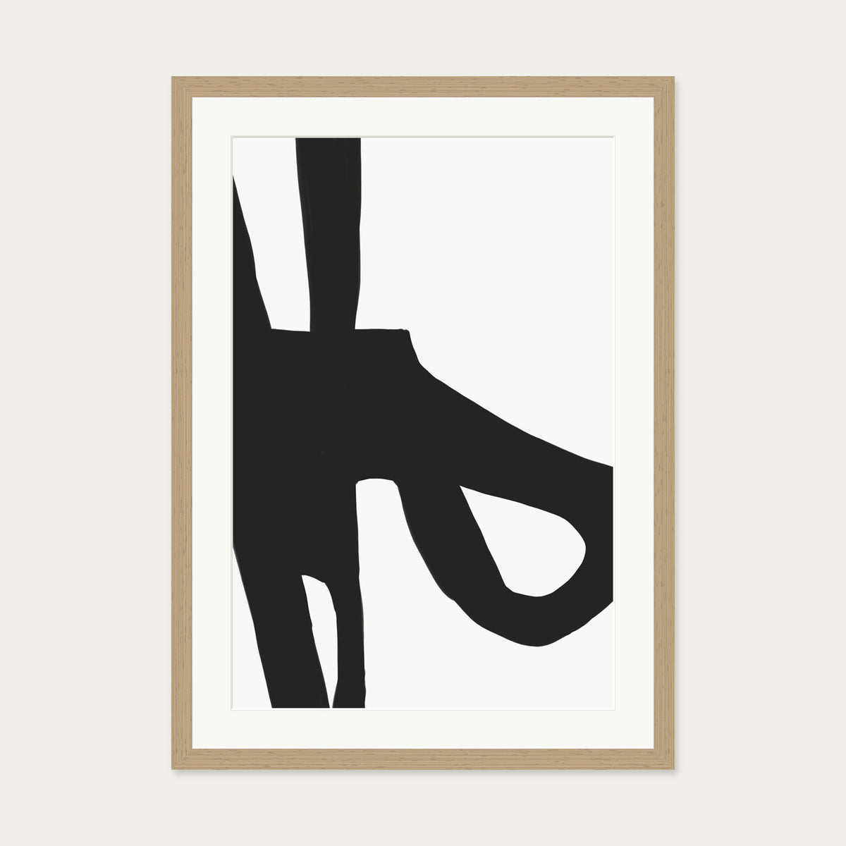 Abstract Black Lines Art Print — 50 x 70 cm — Oak Frame