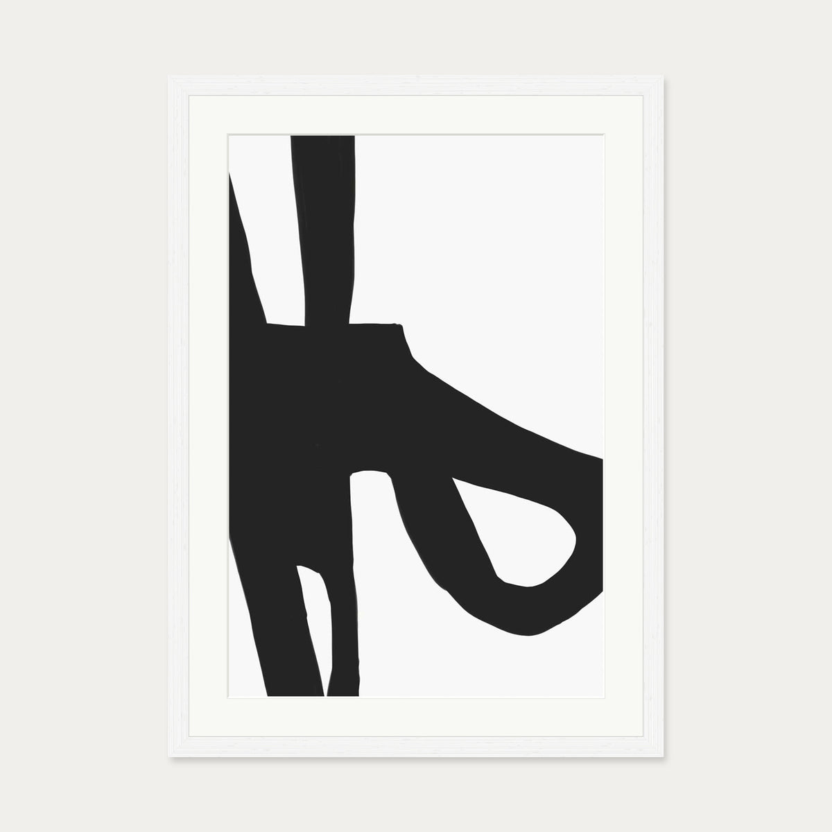 Abstract Black Lines Art Print — 50 x 70 cm — White Frame
