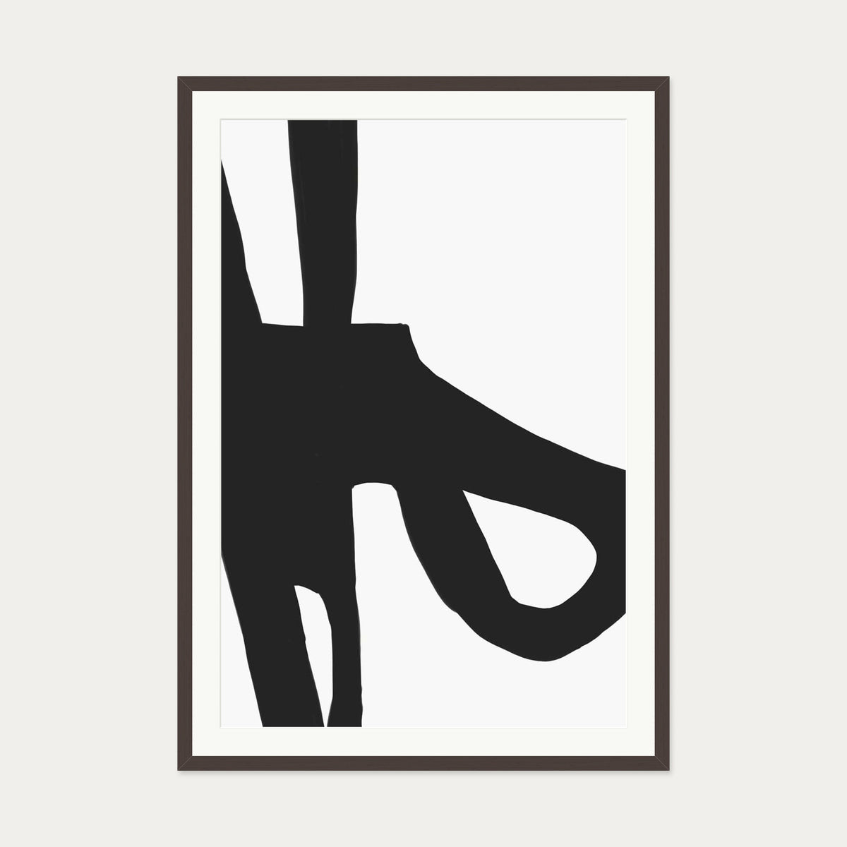 Abstract Black Lines Art Print — 70 x 100 cm — Brown Frame