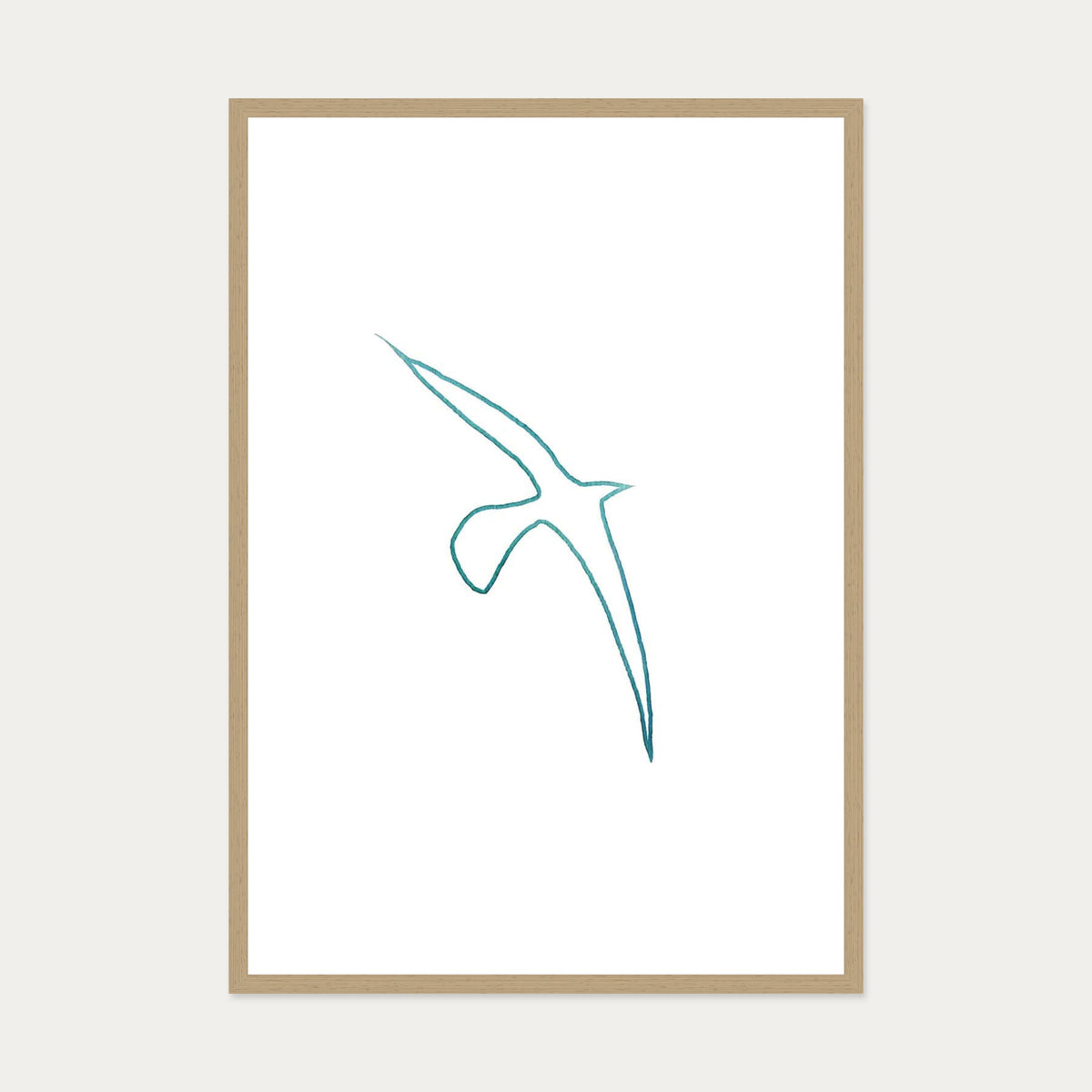 Matisse Blue Bird Art Print — 70 x 100 cm — Oak Frame