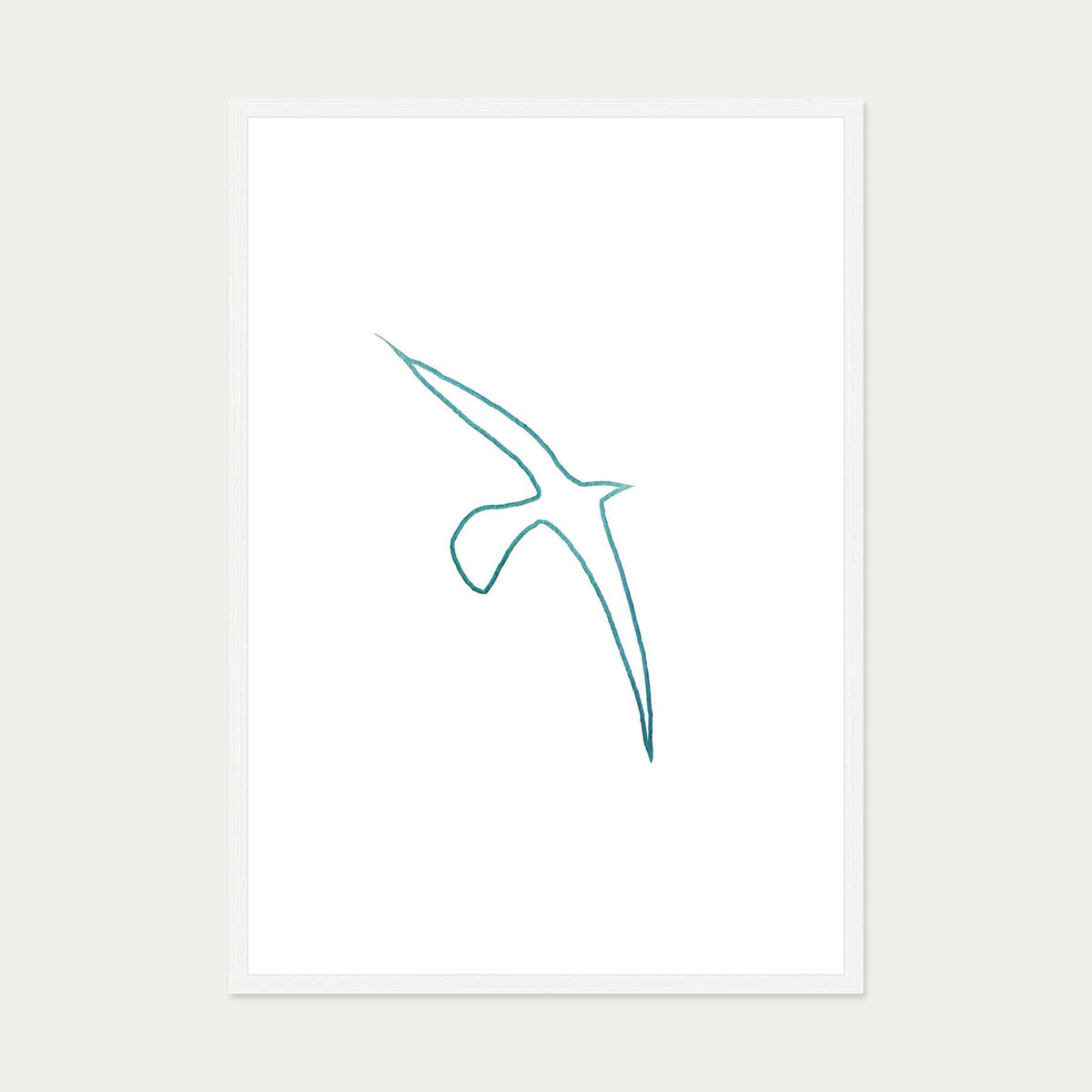 Matisse Blue Bird Art Print — 70 x 100 cm — White Frame