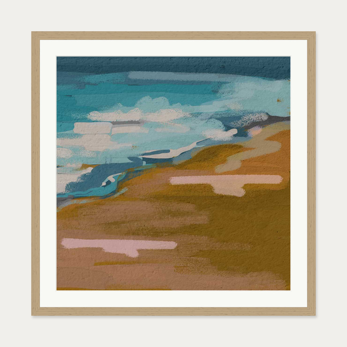 Abstract Breeze I Art Print — 70 x 70 cm — Oak Frame