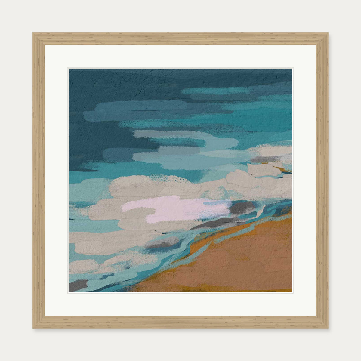 Abstract Breeze II Art Print — 50 x 50 cm — Oak Frame