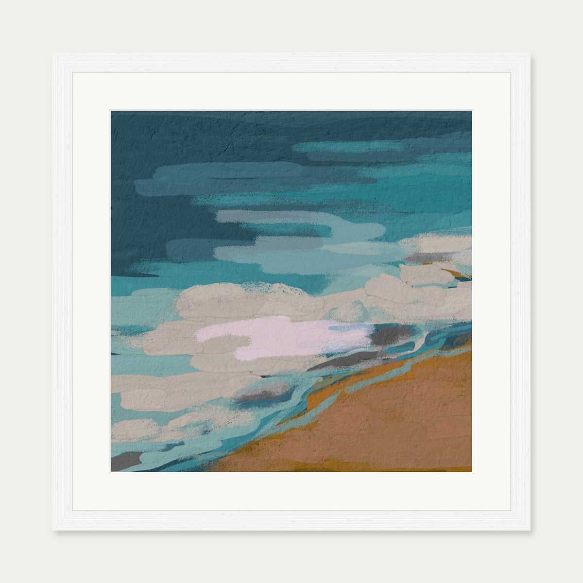 Abstract Breeze II Art Print — 50 x 50 cm — White Frame