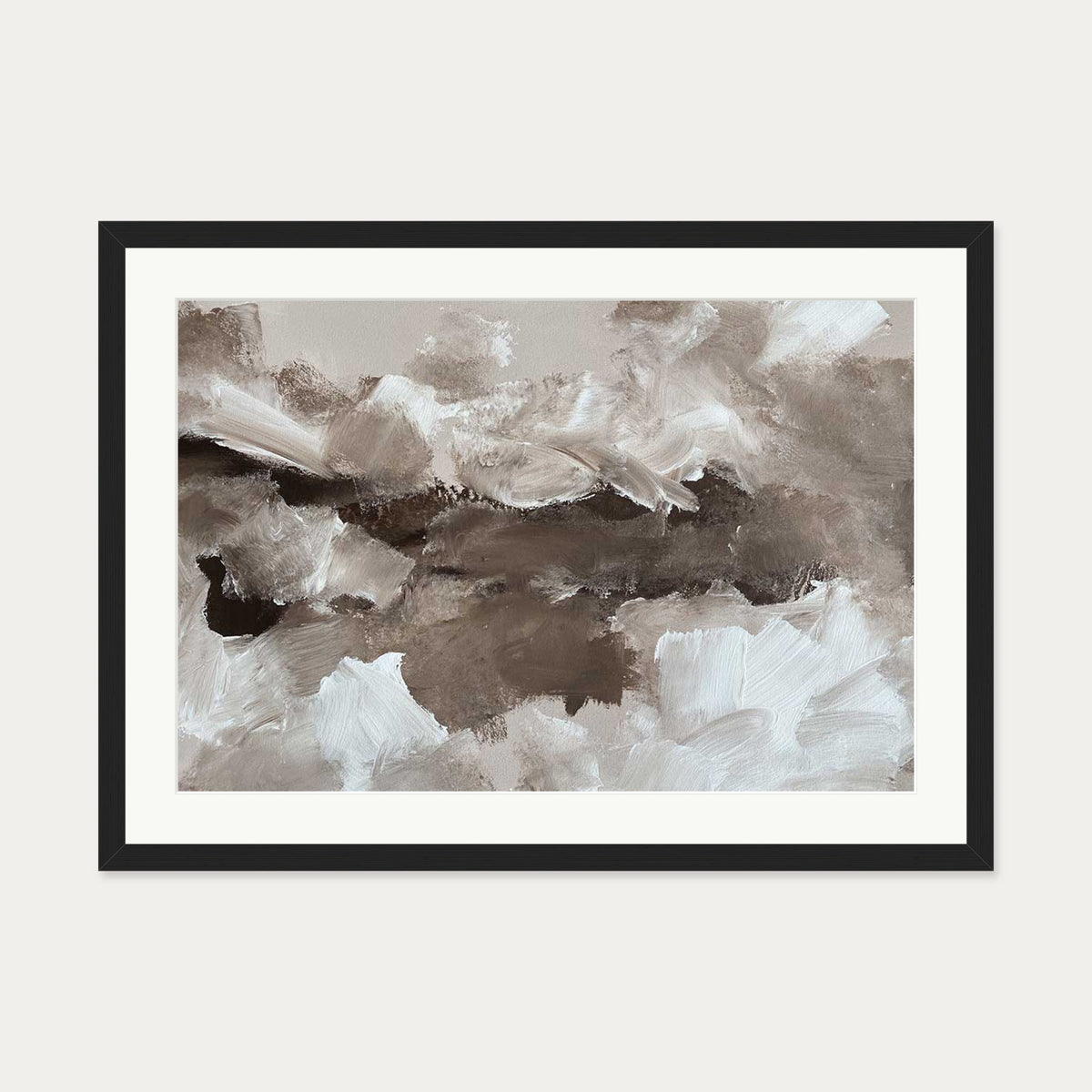 Abstract Brown Tones Art Print — 50 x 70 cm — Black Frame