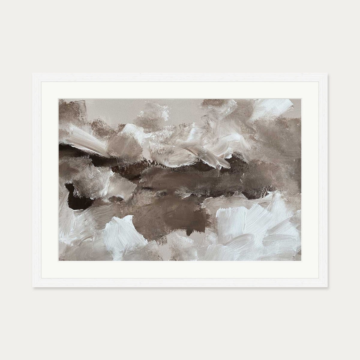 Abstract Brown Tones Art Print — 50 x 70 cm — White Frame