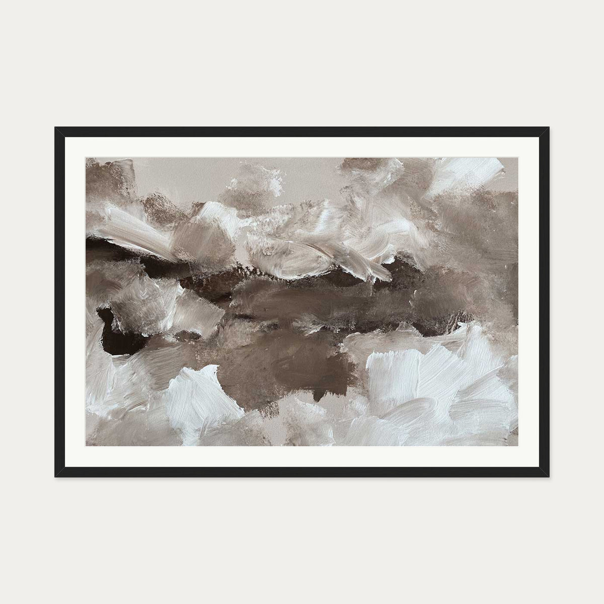 Abstract Brown Tones Art Print — 70 x 100 cm — Black Frame
