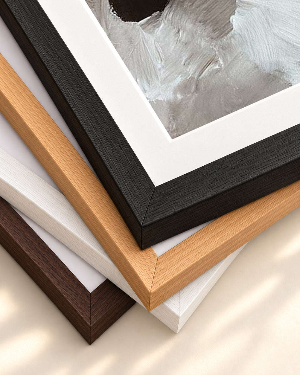 Abstract Brown Tones Art Print — framed print corner with 5 cm mount and bevel