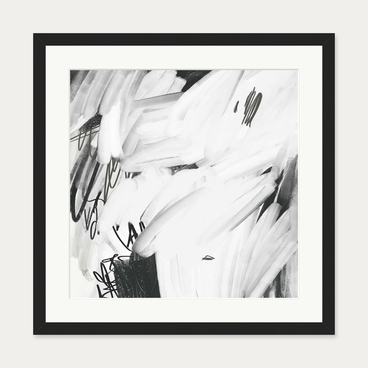 Abstract Brushed Square Art Print — 50 x 50 cm — Black Frame