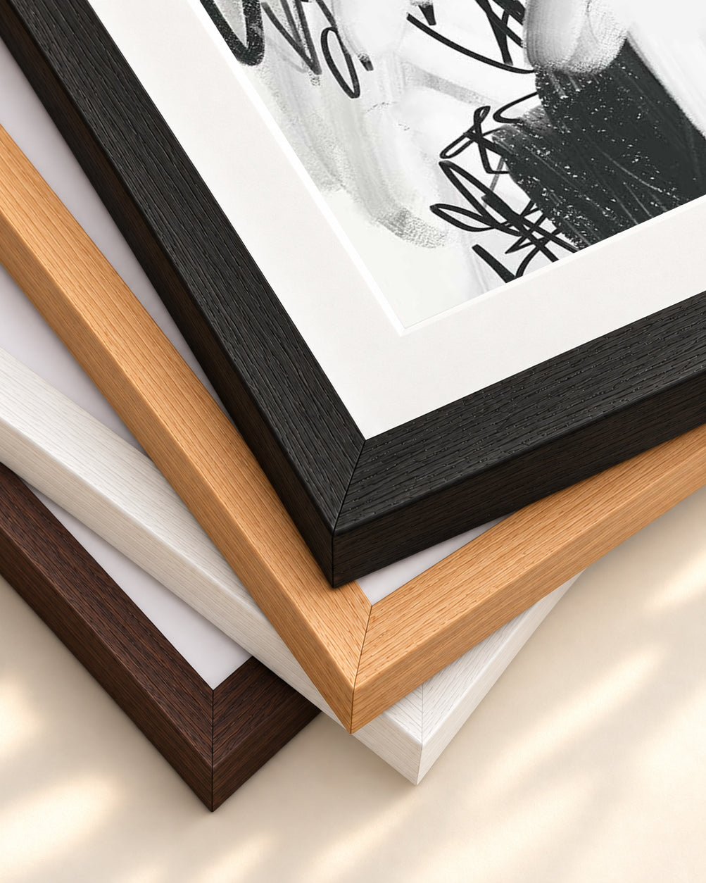 Abstract Brushed Square Art Print — framed print corner with 5 cm mount and bevel