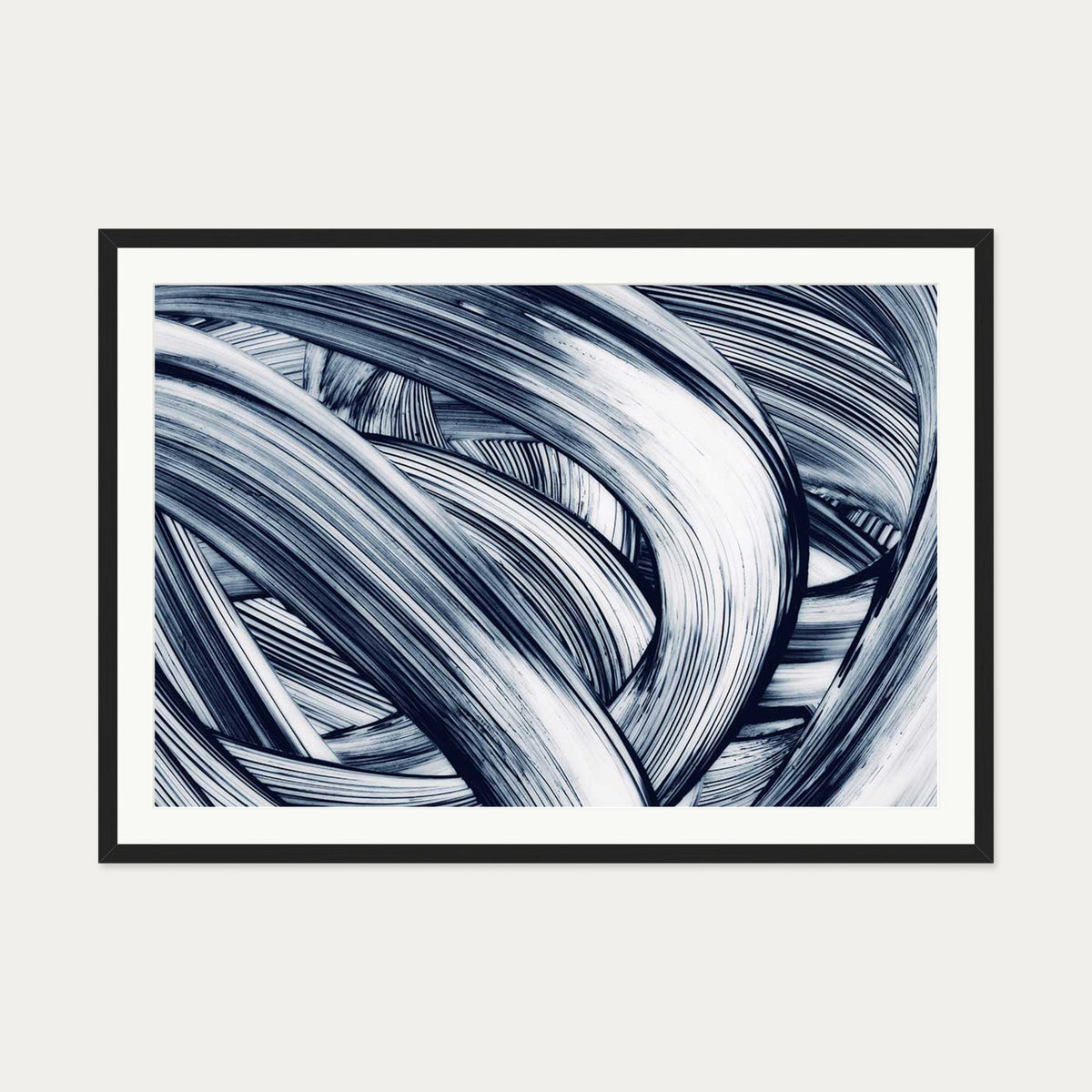 Abstract Brushstrokes Art Print — 70 x 100 cm — Black Frame