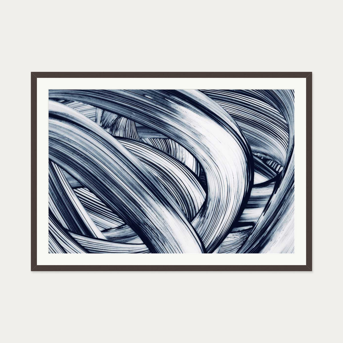 Abstract Brushstrokes Art Print — 70 x 100 cm — Brown Frame