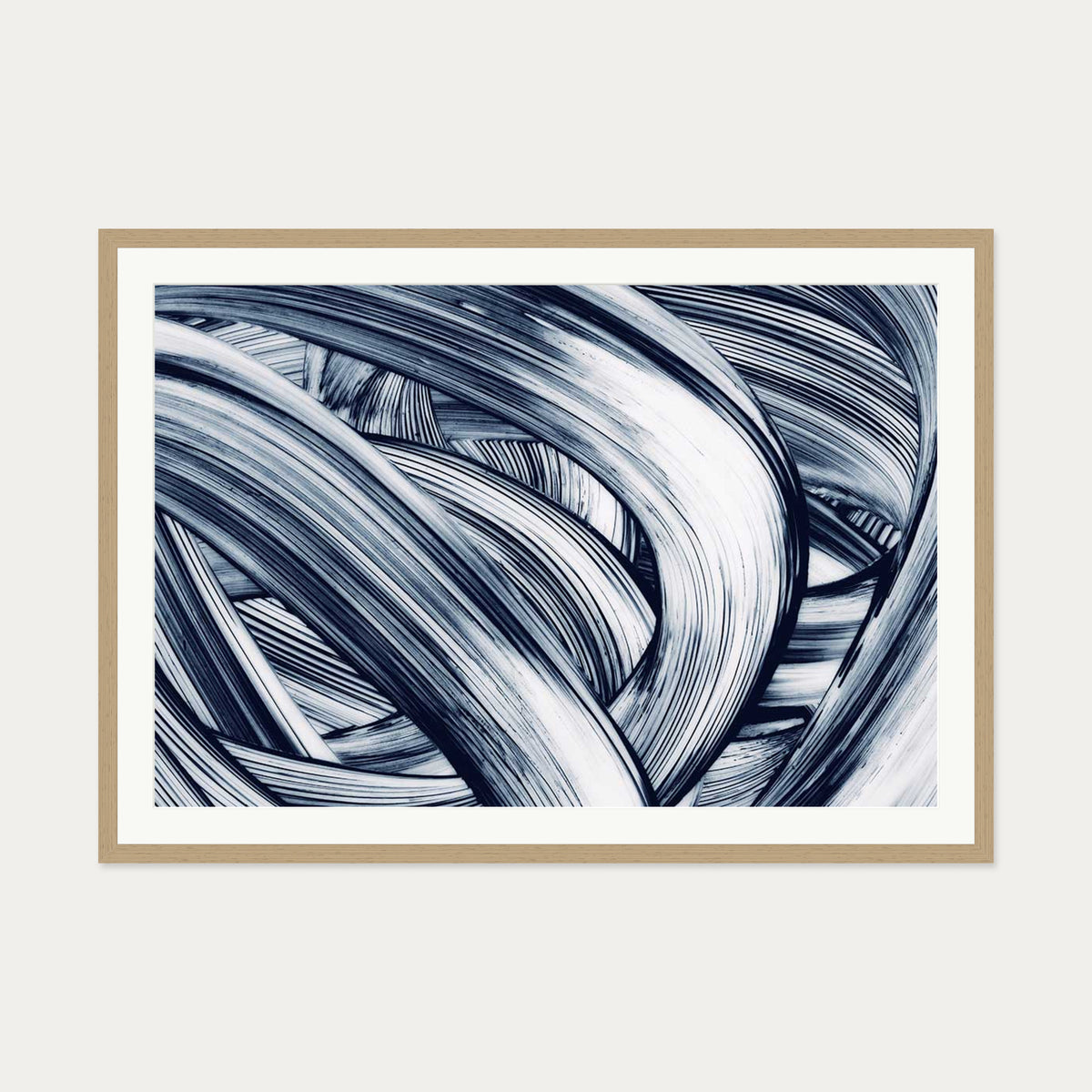 Abstract Brushstrokes Art Print — 70 x 100 cm — Oak Frame