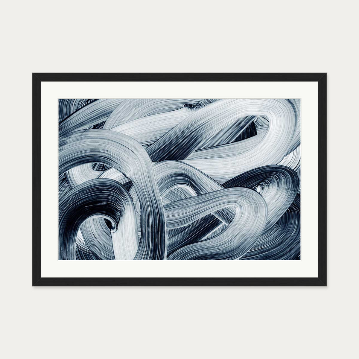 Abstract Brushstrokes II Art Print — 50 x 70 cm — Black Frame