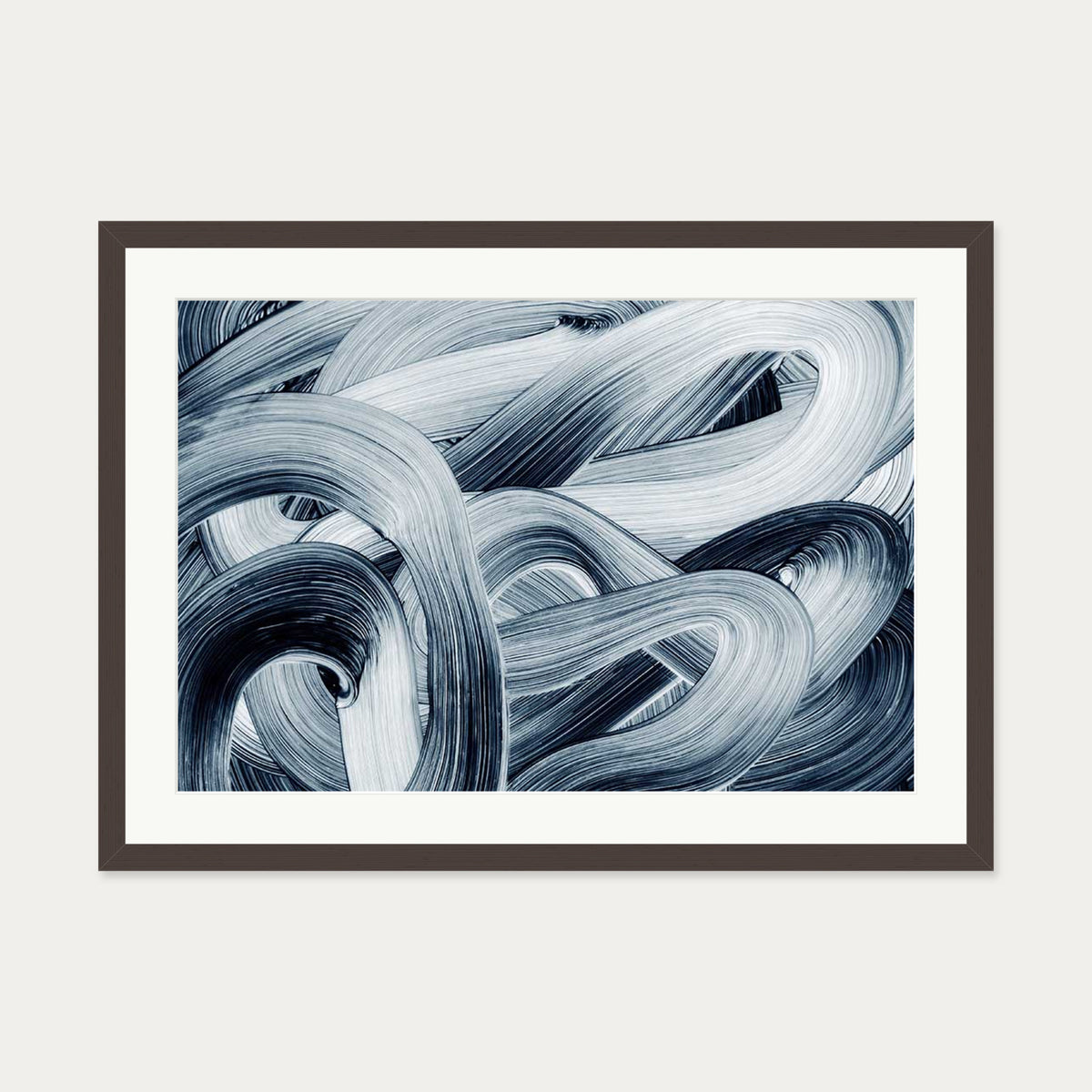 Abstract Brushstrokes II Art Print — 50 x 70 cm — Brown Frame