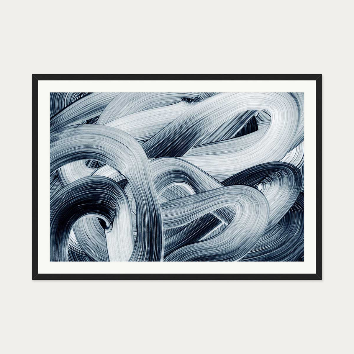 Abstract Brushstrokes II Art Print — 70 x 100 cm — Black Frame