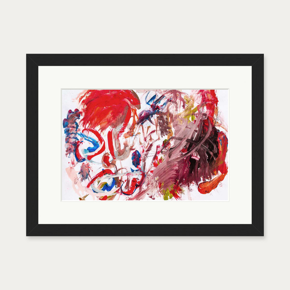 Abstract Brushstrokes II Wall Art Print — 30 x 40 cm — Black Frame