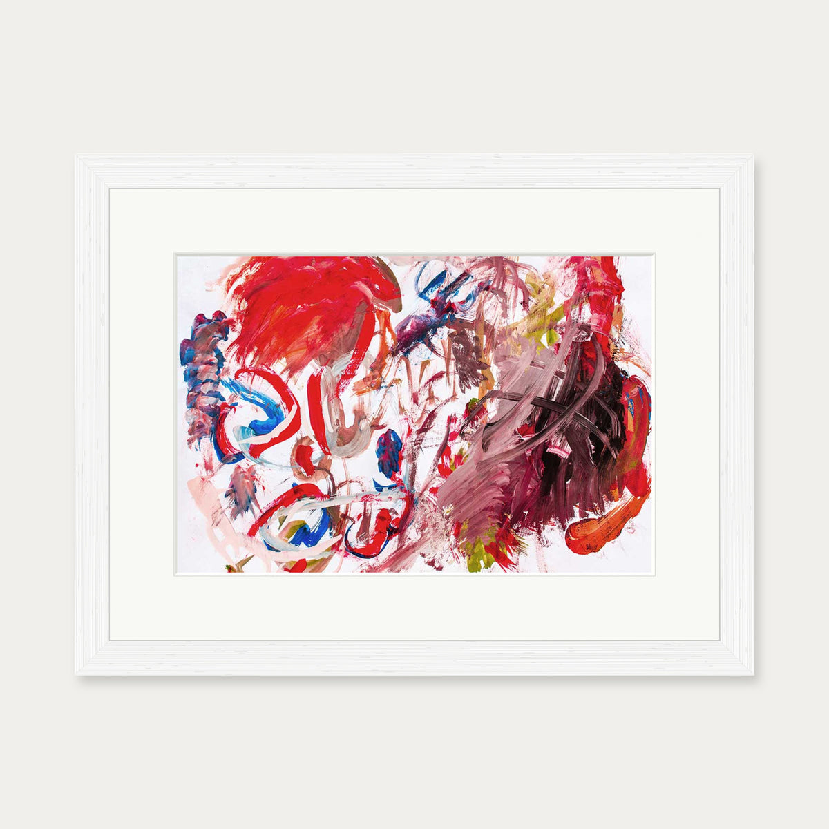 Abstract Brushstrokes II Wall Art Print — 30 x 40 cm — White Frame