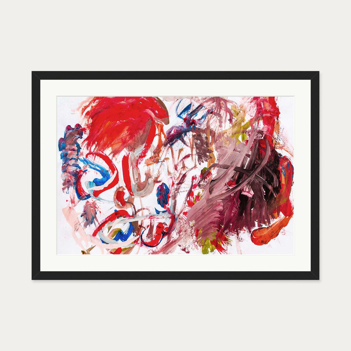 Abstract Brushstrokes II Wall Art Print — 50 x 70 cm — Black Frame