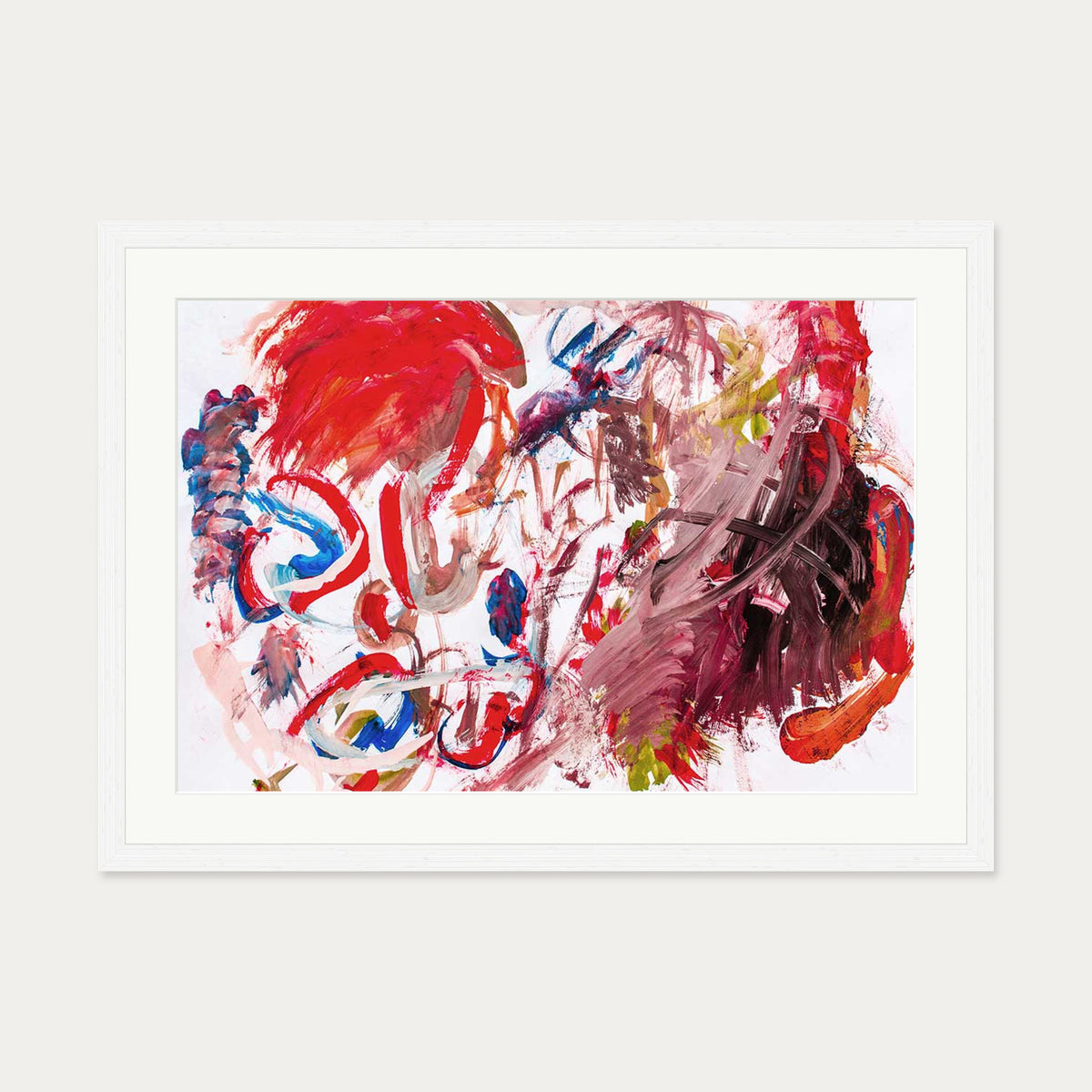 Abstract Brushstrokes II Wall Art Print — 50 x 70 cm — White Frame