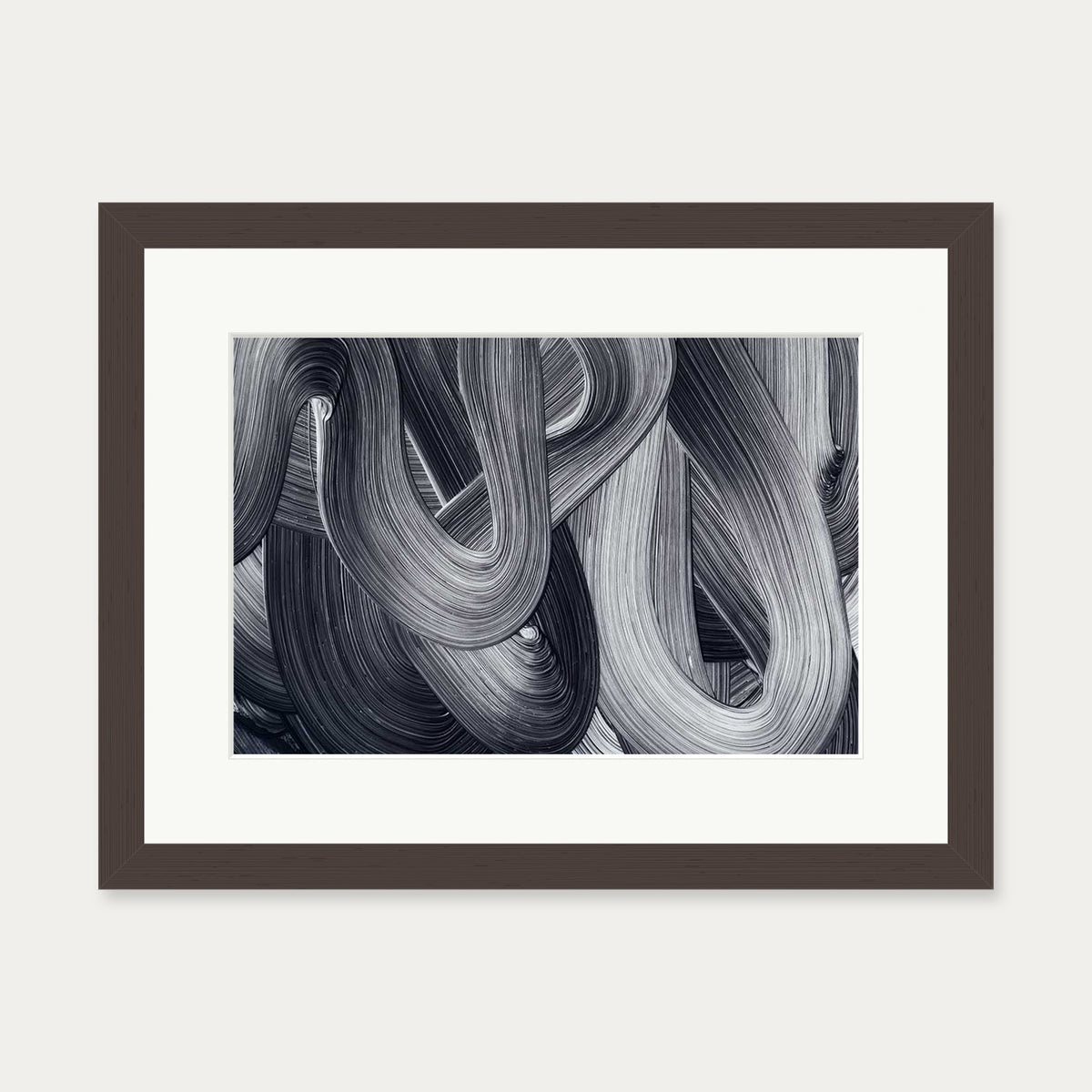 Abstract Brushstrokes III Art Print — 30 x 40 cm — Brown Frame
