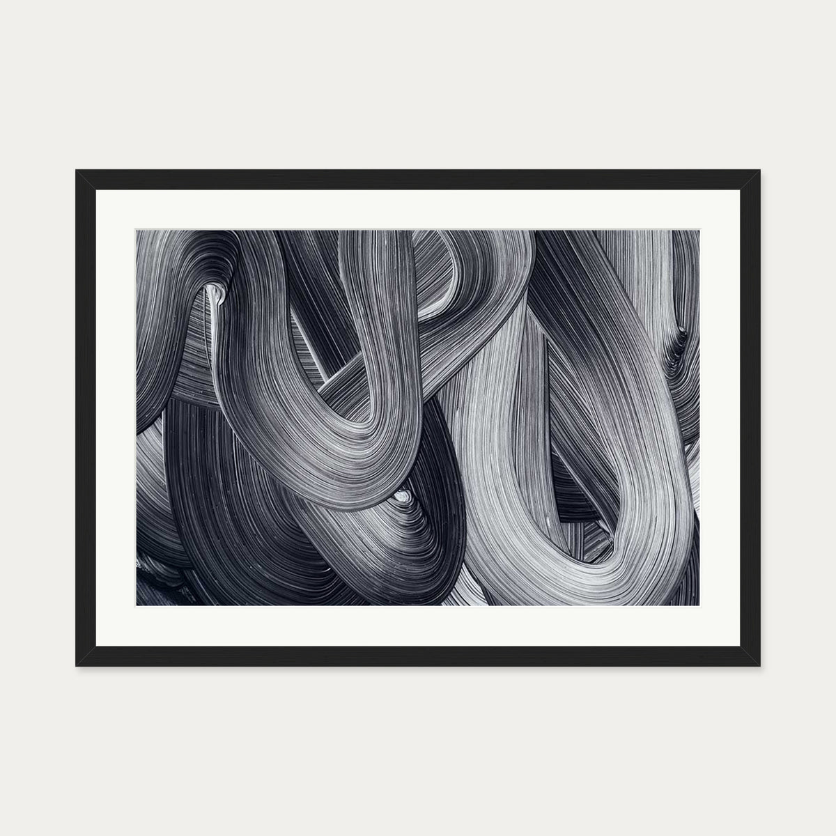 Abstract Brushstrokes III Art Print — 50 x 70 cm — Black Frame