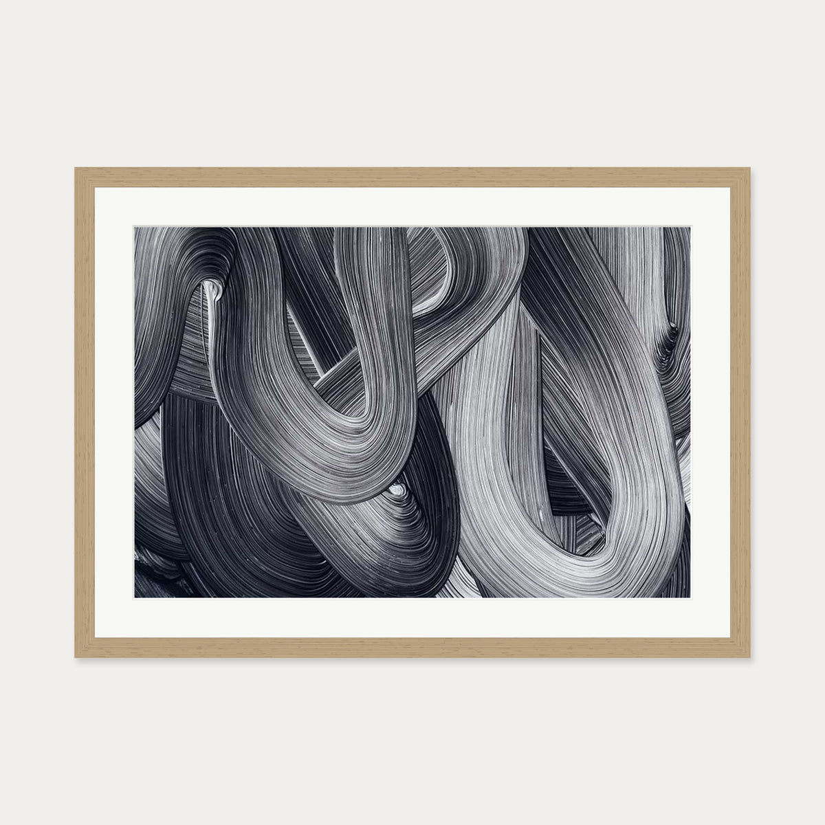 Abstract Brushstrokes III Art Print — 50 x 70 cm — Oak Frame