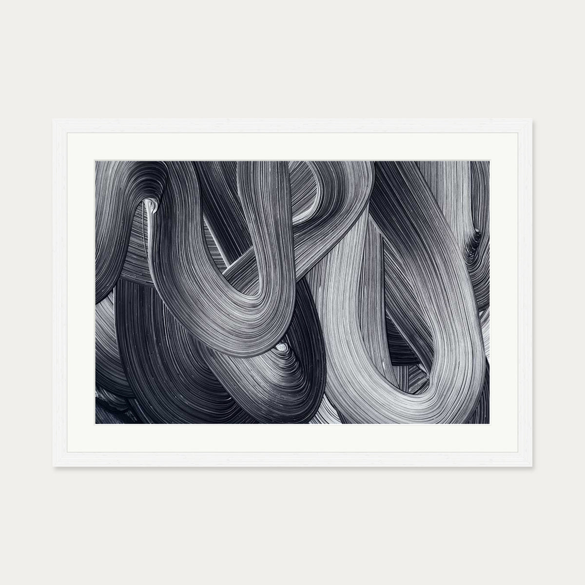 Abstract Brushstrokes III Art Print — 50 x 70 cm — White Frame