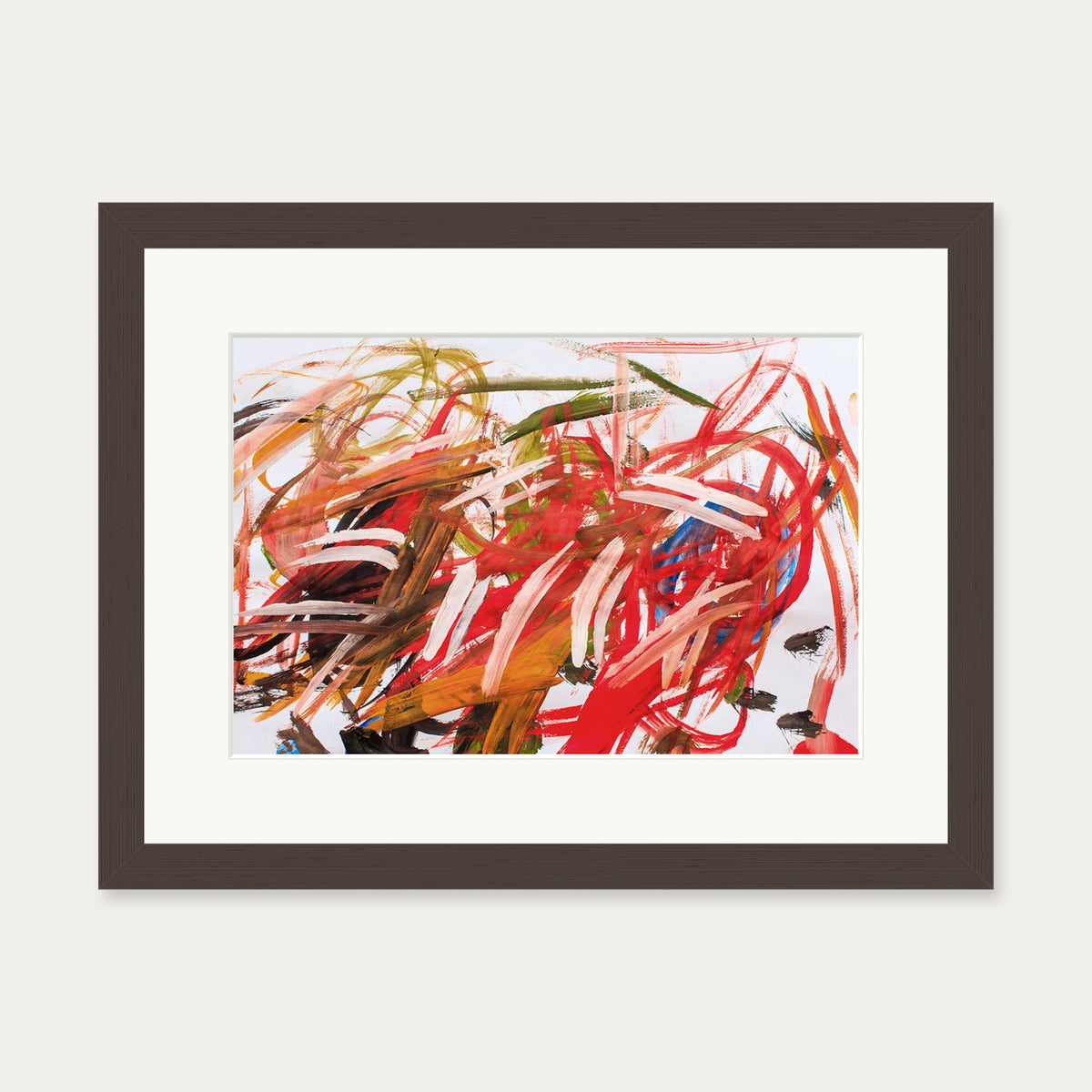 Abstract Brushstrokes Wall Art Print — 30 x 40 cm — Brown Frame